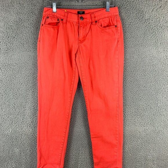 J Crew Toothpick Jeans Women 28 Pink Salmon Skinny Low Rise Stretch Casual Denim - Picture 1 of 16